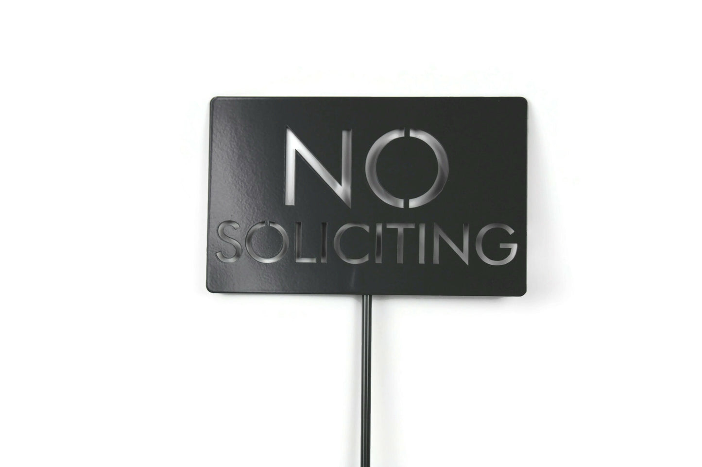 No Soliciting Block Text Metal Stake Sign 20 to 48 Inches Tall