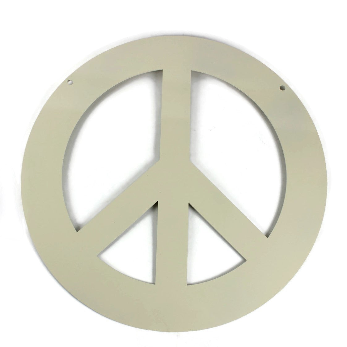 Cream powder coat metal peace sign
