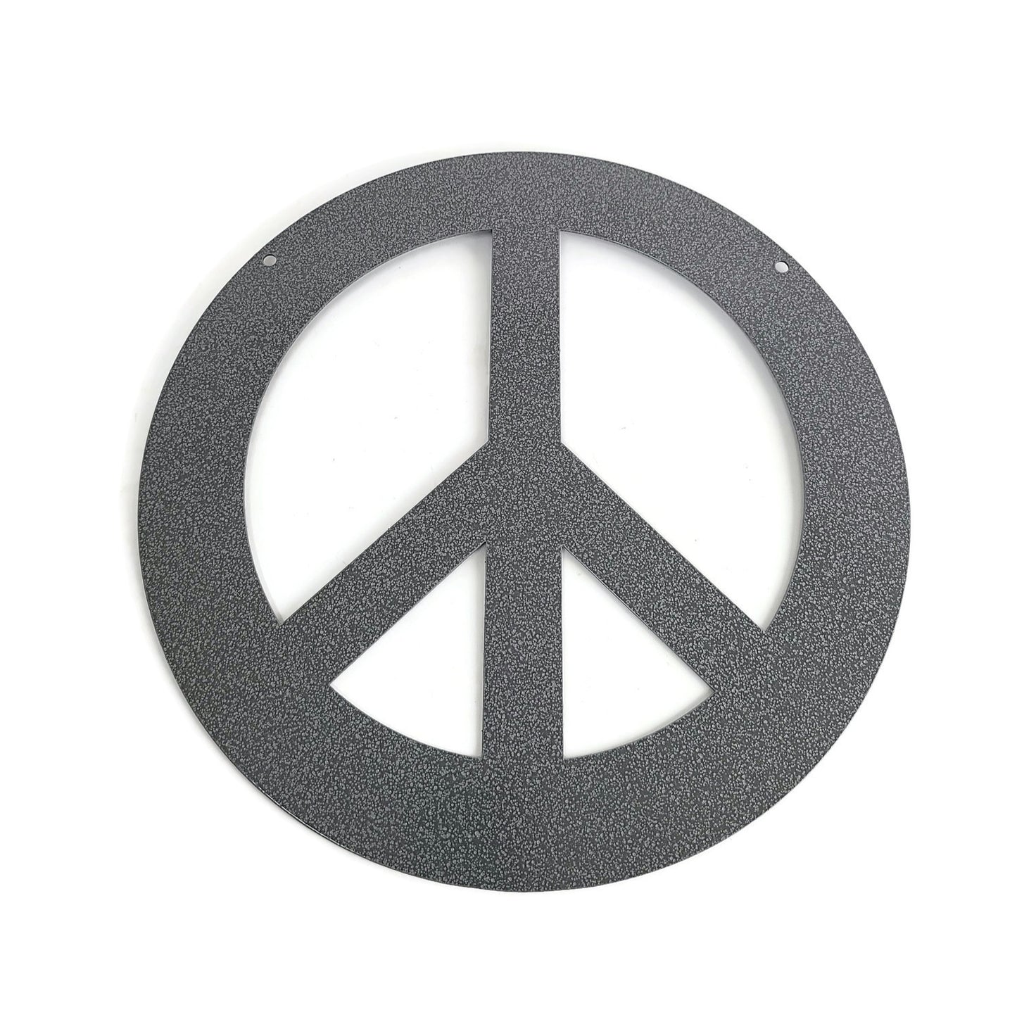 Hammered dark gray powder coat metal peace sign