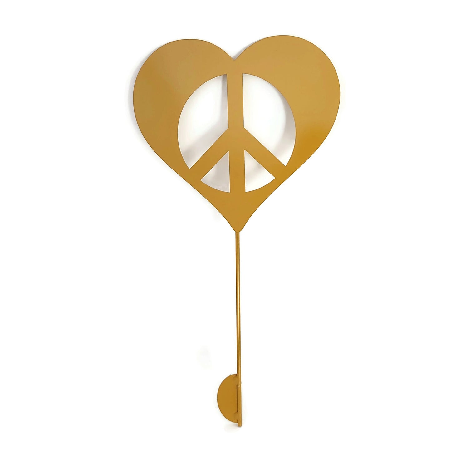 Metal Peace Heart Garden Stake or Stand 21 to 28 Inches Tall