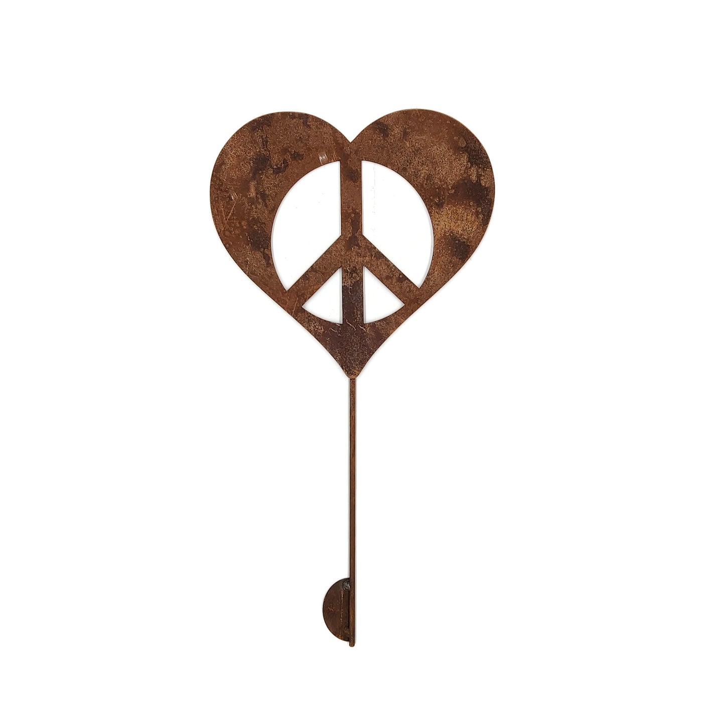 Metal Peace Heart Garden Stake or Stand 21 to 28 Inches Tall