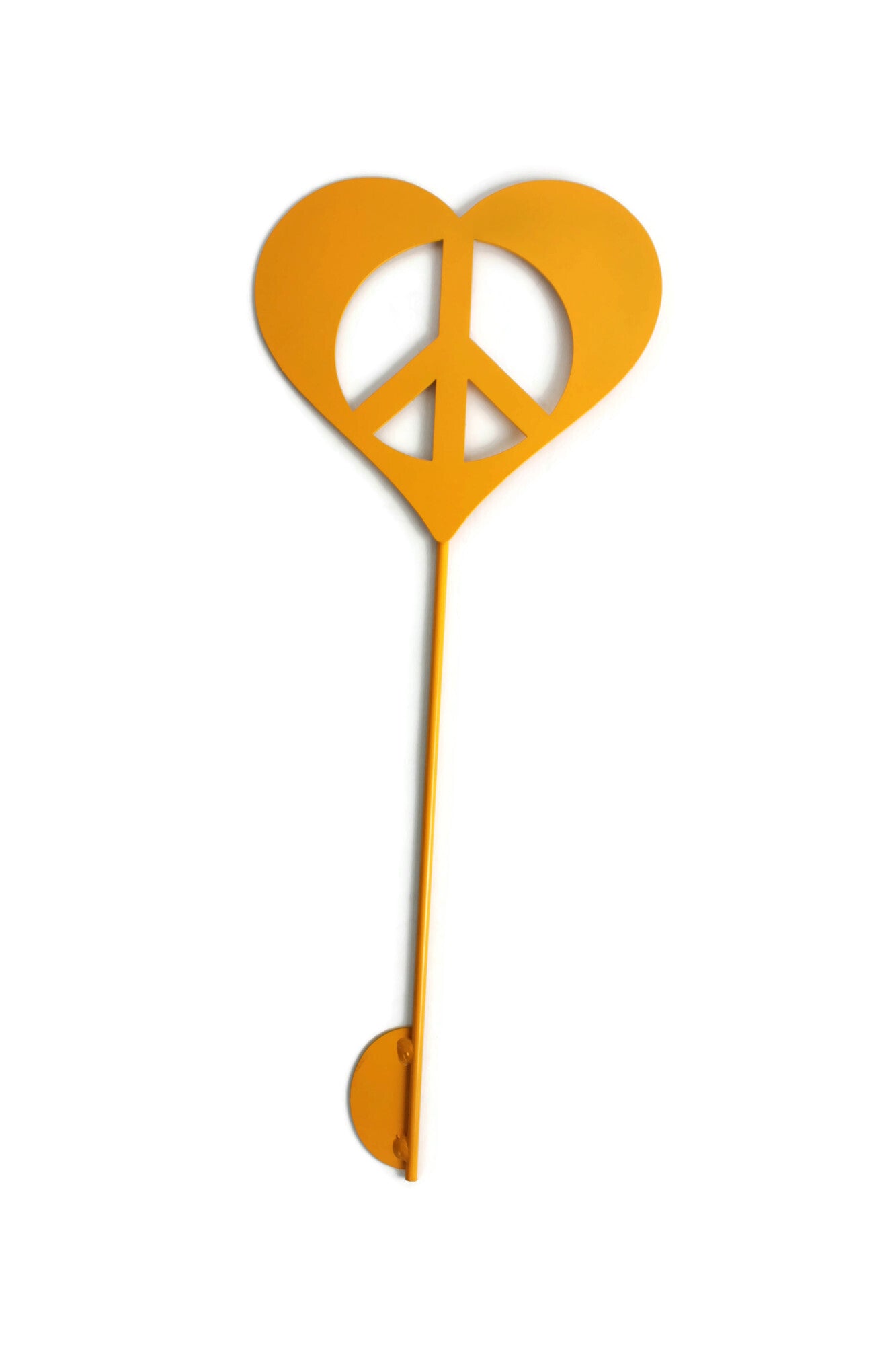 Metal Peace Heart Garden Stake or Stand 21 to 28 Inches Tall