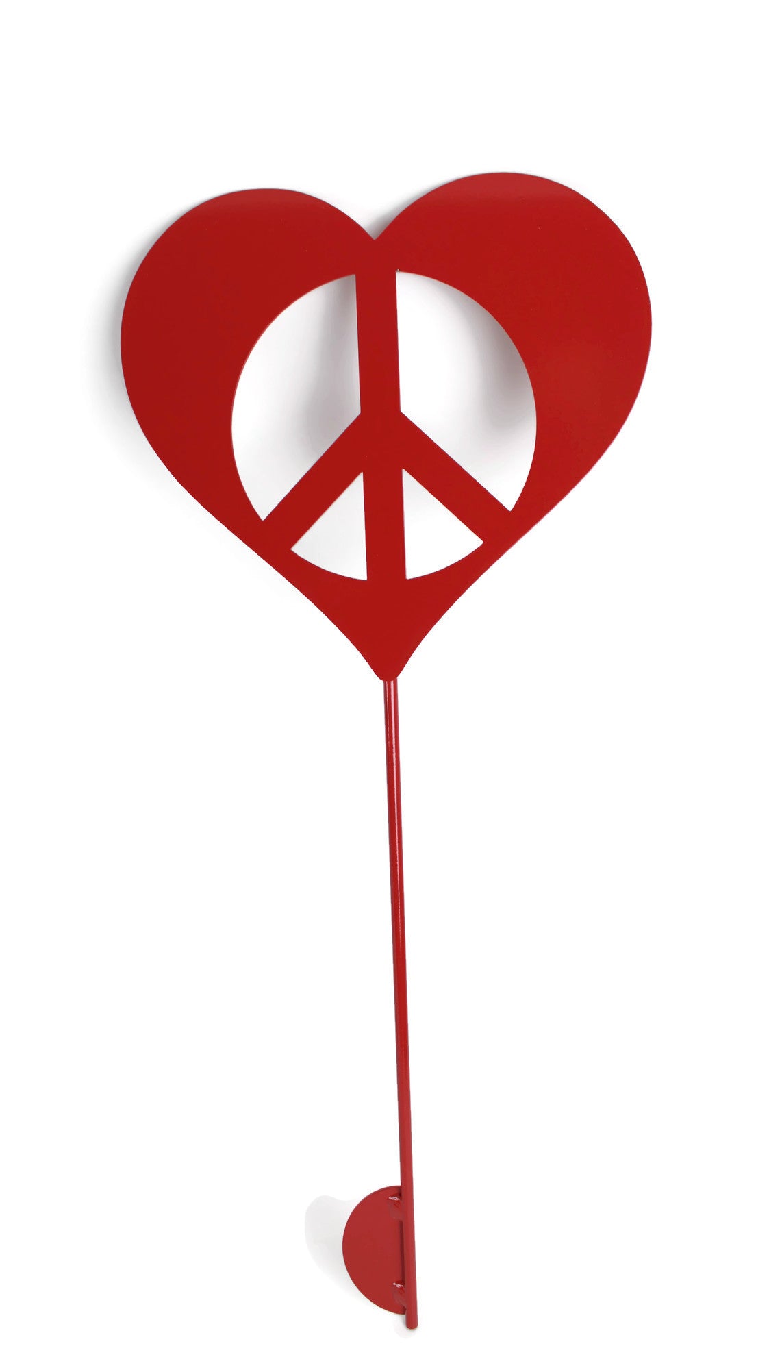Metal Peace Heart Garden Stake or Stand 21 to 28 Inches Tall
