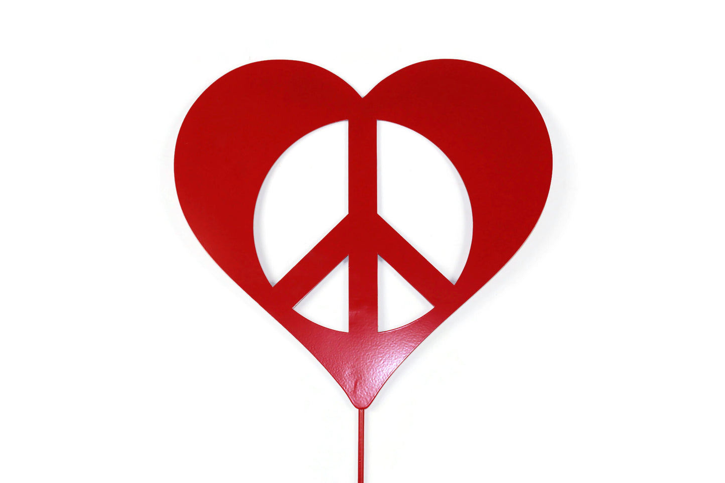 Metal Peace Heart Garden Stake or Stand 21 to 28 Inches Tall