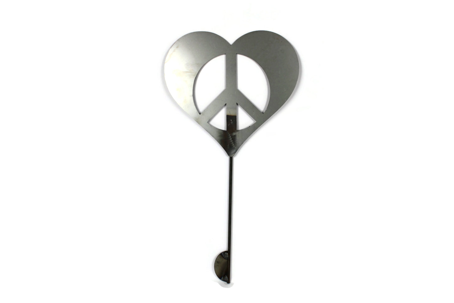 Metal Peace Heart Garden Stake or Stand 21 to 28 Inches Tall
