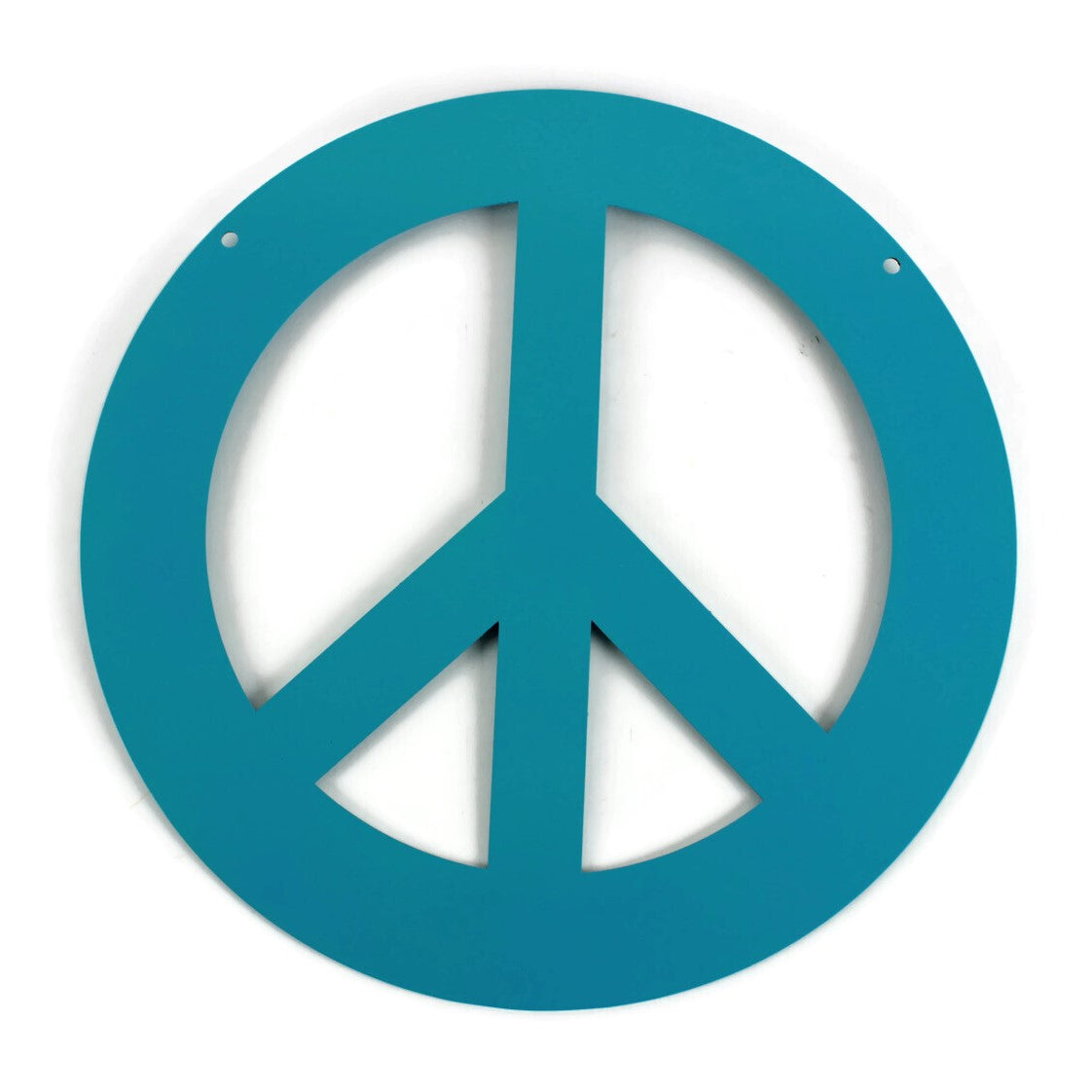 Turquoise powder coat metal peace sign