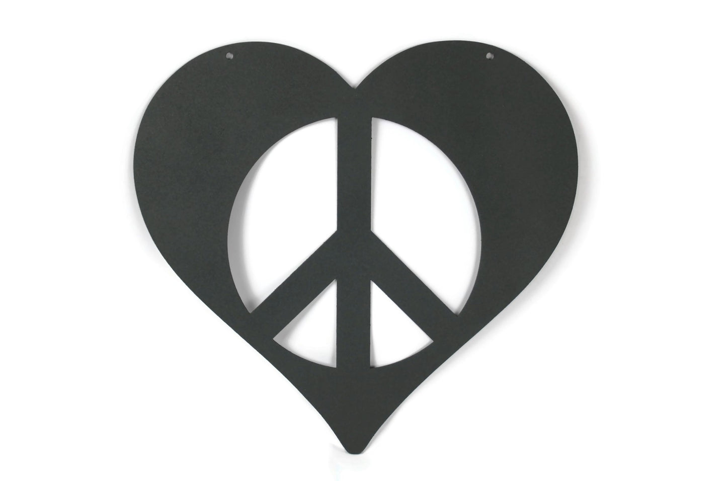 Peace Heart Symbol Metal Wall Art Sign 9 to 18 Inches Wide