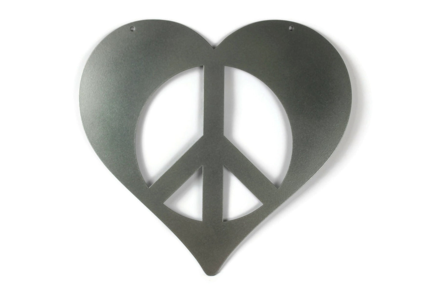 Peace Heart Symbol Metal Wall Art Sign 9 to 18 Inches Wide