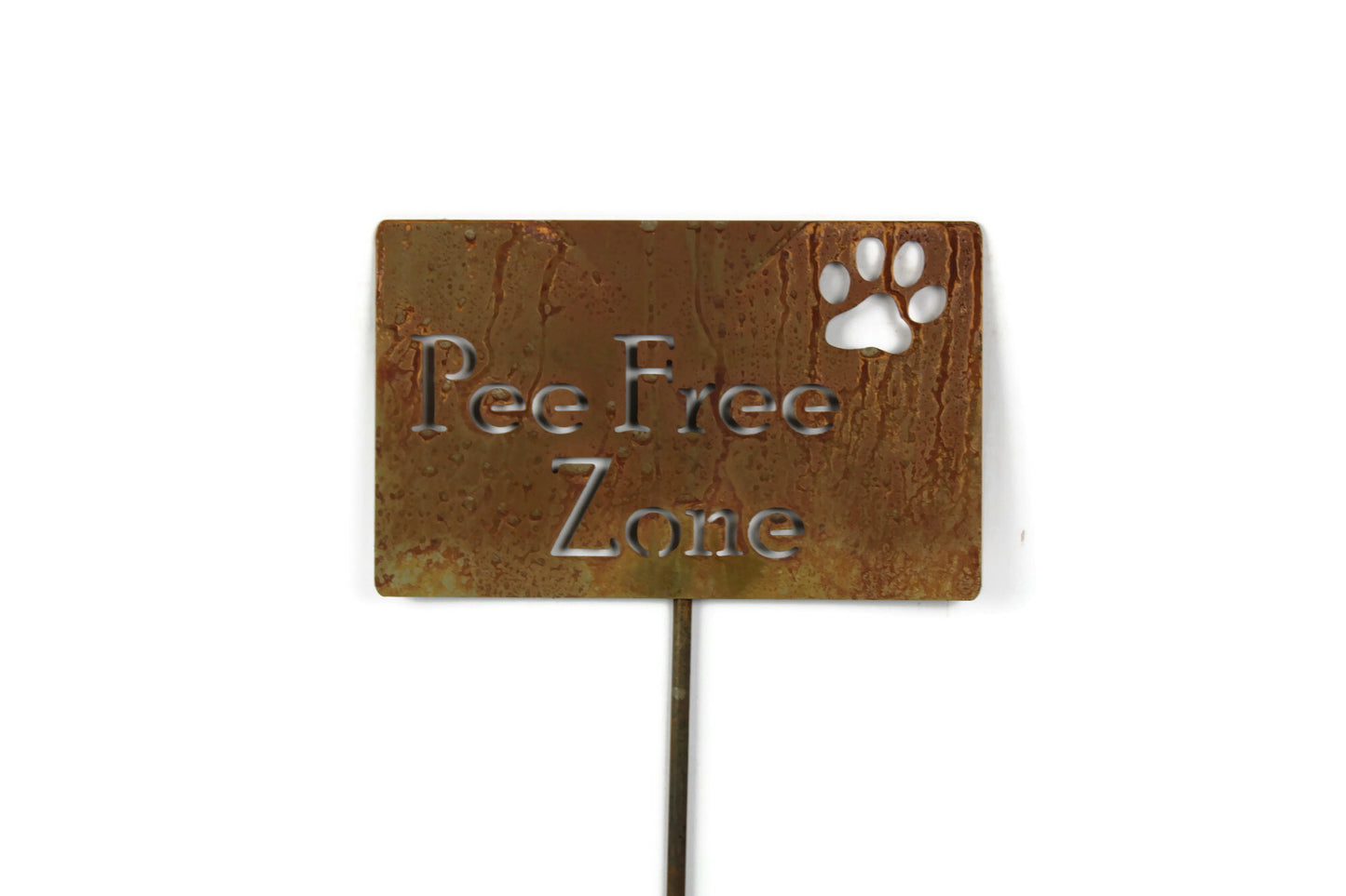 Pee Free Zone Metal Yard Sign 20 to 48 Inches Tall