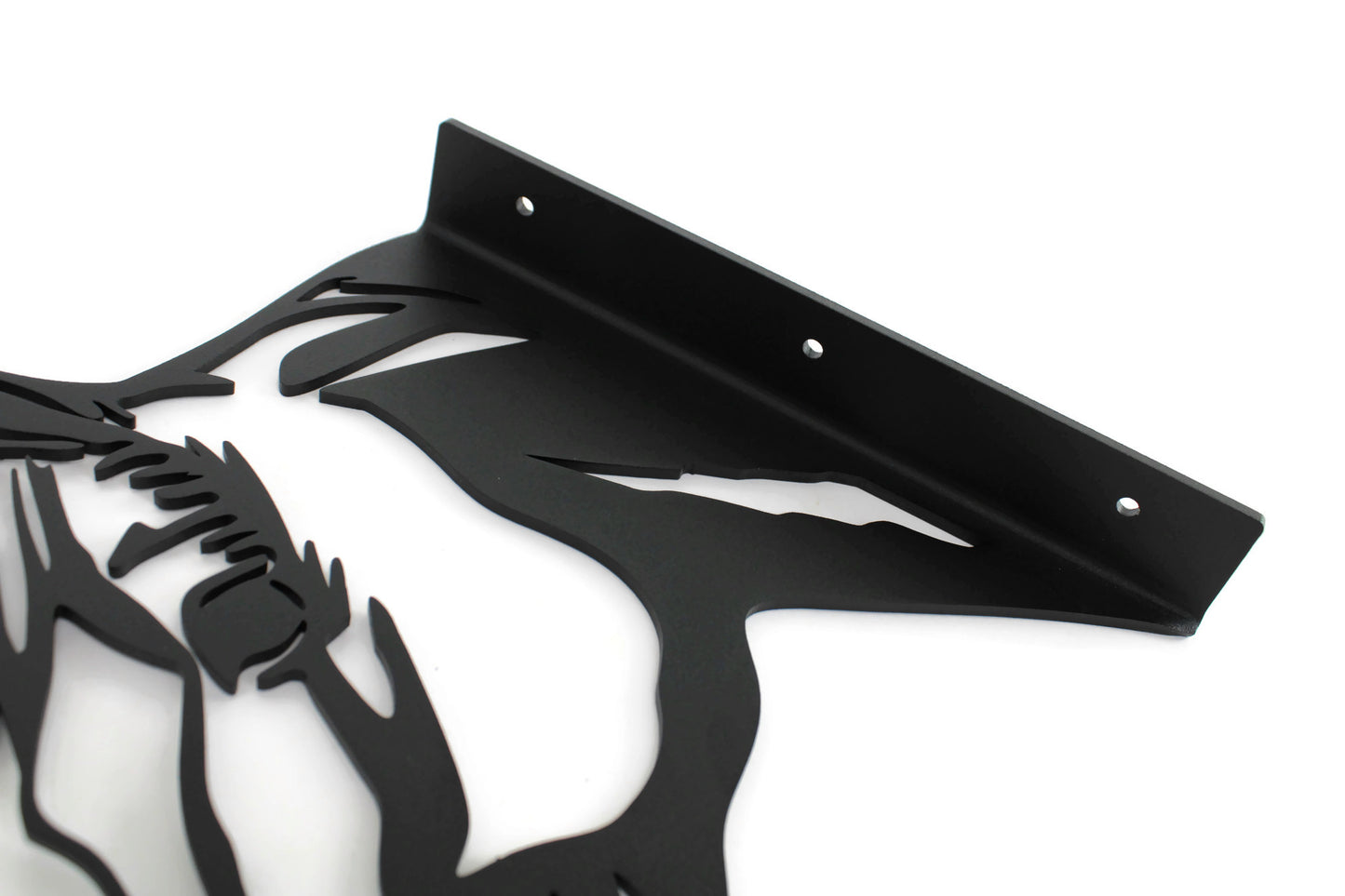 Black powder coat metal horse peek a boo sign close up