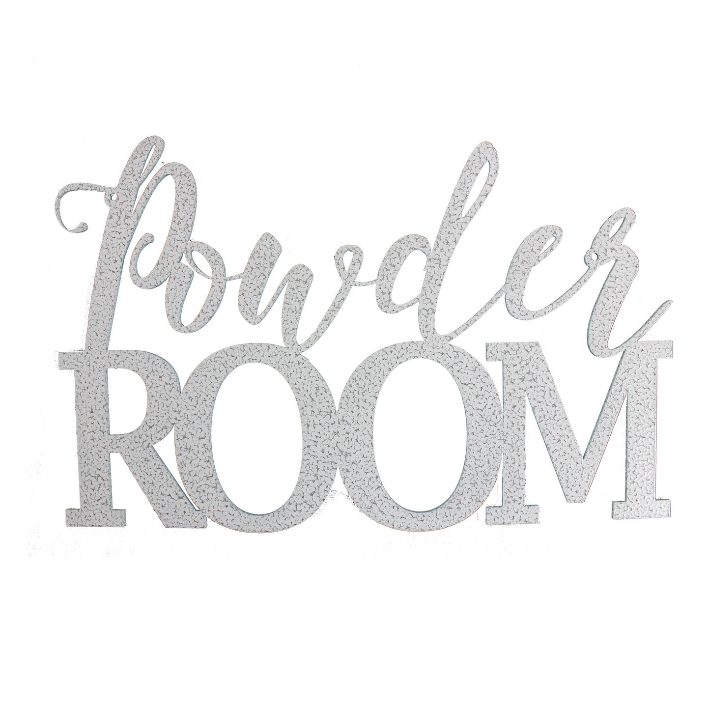 Hammered white gray powder coat Powder Room metal wall sign