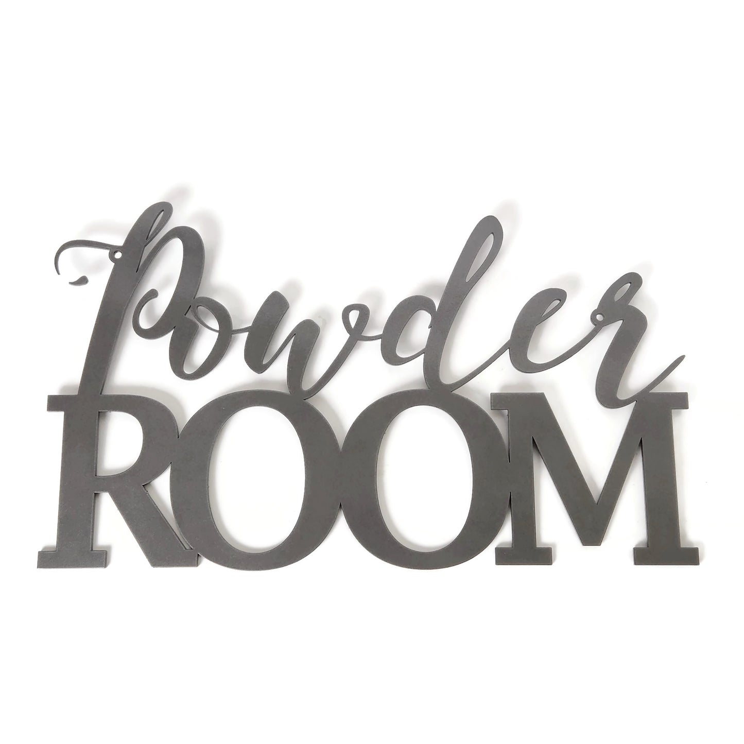 Metallic dark gray powder coat Powder Room metal wall sign