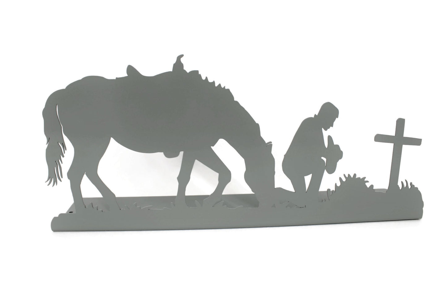 Praying Cowboy Free Standing Metal Decor 16 Inches Wide