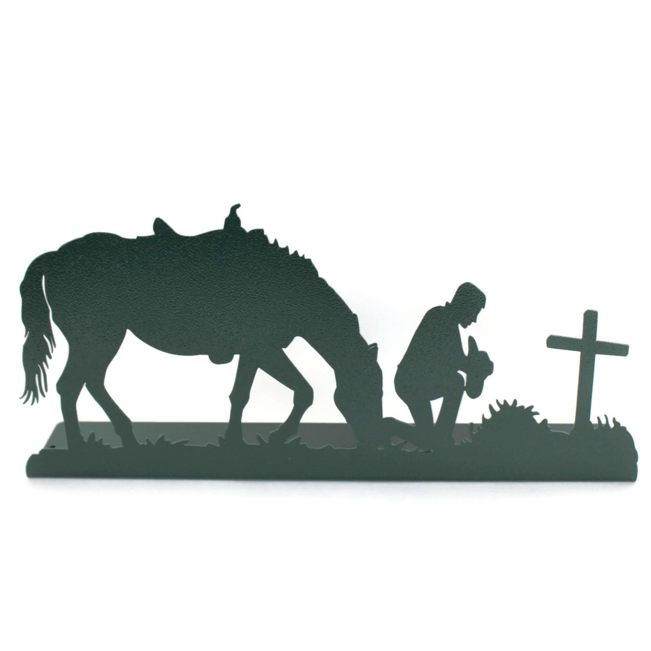 Praying Cowboy Free Standing Metal Decor 16 Inches Wide