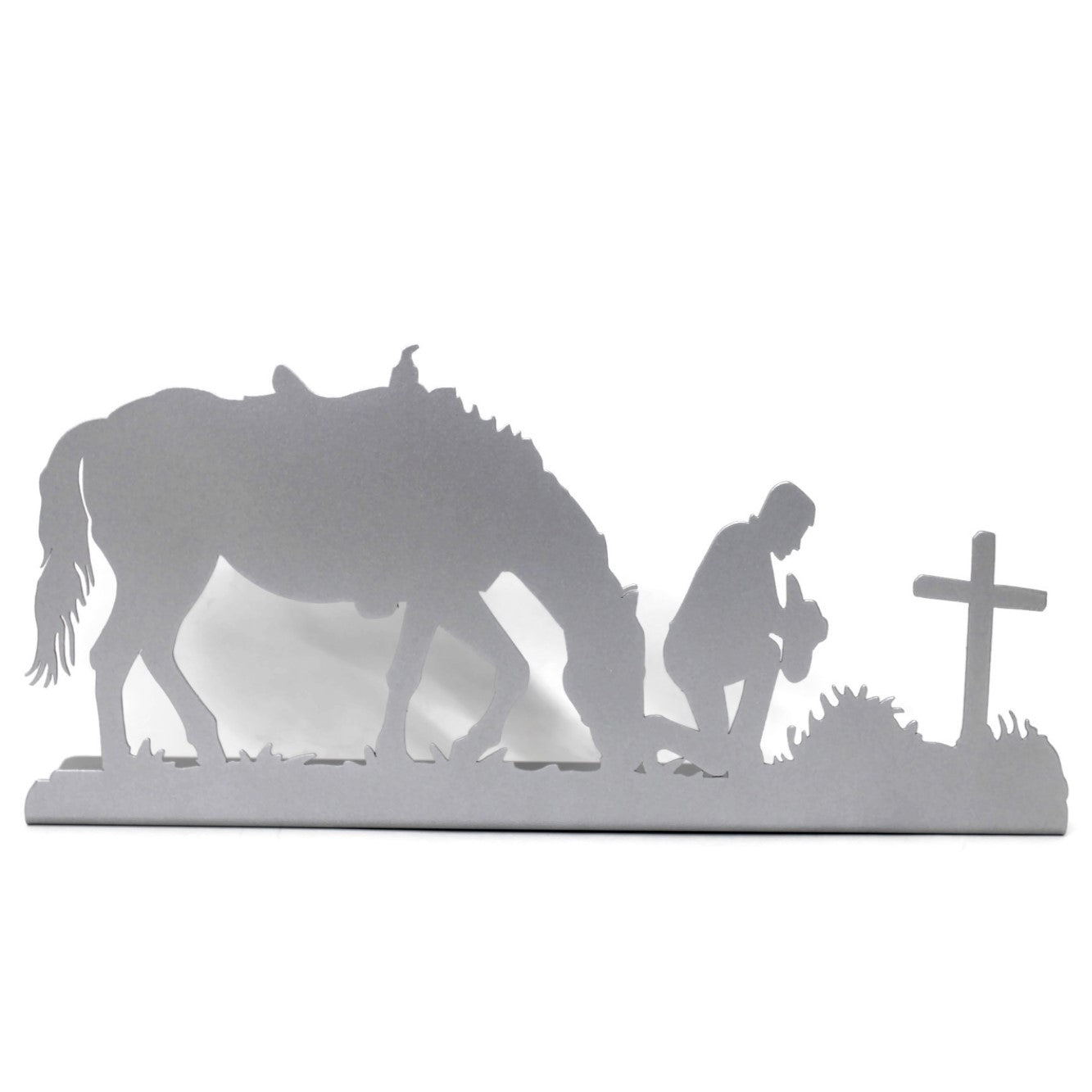 Praying Cowboy Free Standing Metal Decor 16 Inches Wide