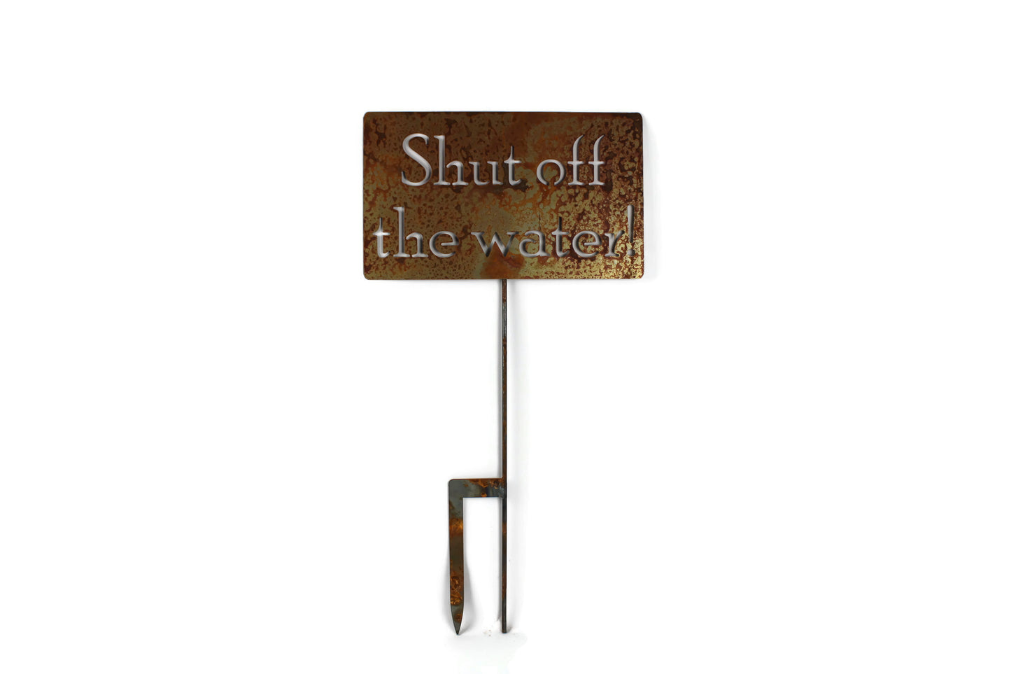 Shut off the water! Metal Garden Stake 20 to 48 Inches Tall