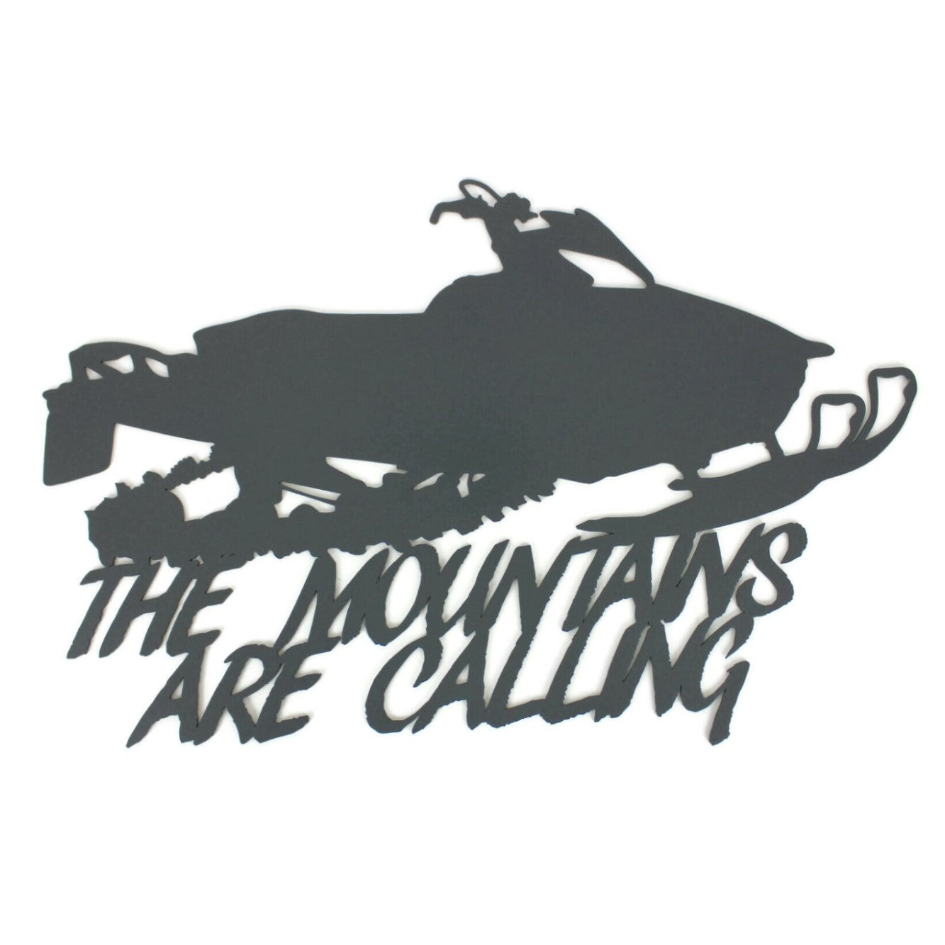 The Mountains Are Calling Metal Snowmobile Wall Art 22 Inches Wide