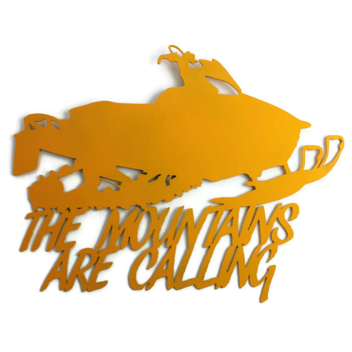 The Mountains Are Calling Metal Snowmobile Wall Art 22 Inches Wide