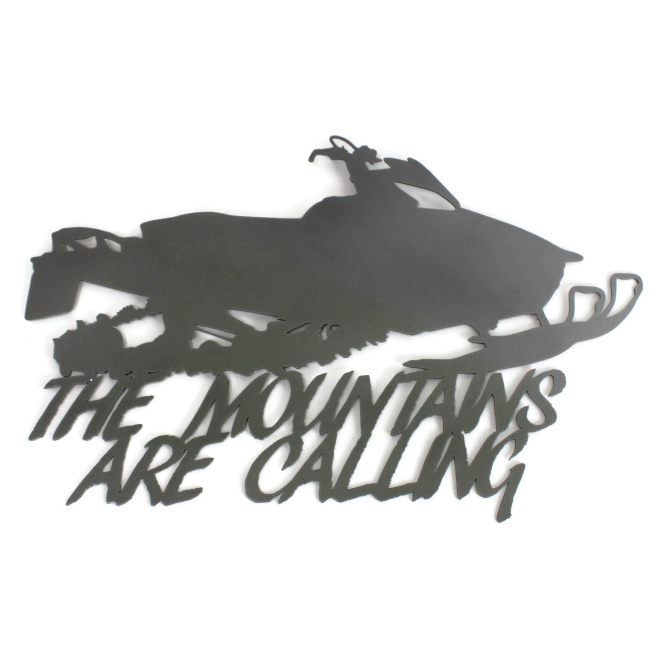 The Mountains Are Calling Metal Snowmobile Wall Art 22 Inches Wide