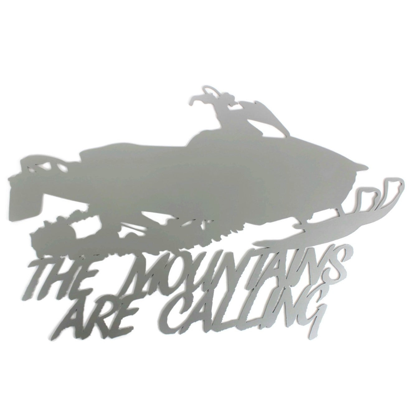 The Mountains Are Calling Metal Snowmobile Wall Art 22 Inches Wide