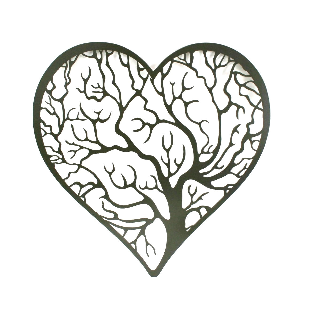 Bronze powder coat tree heart with outline metal wall sign