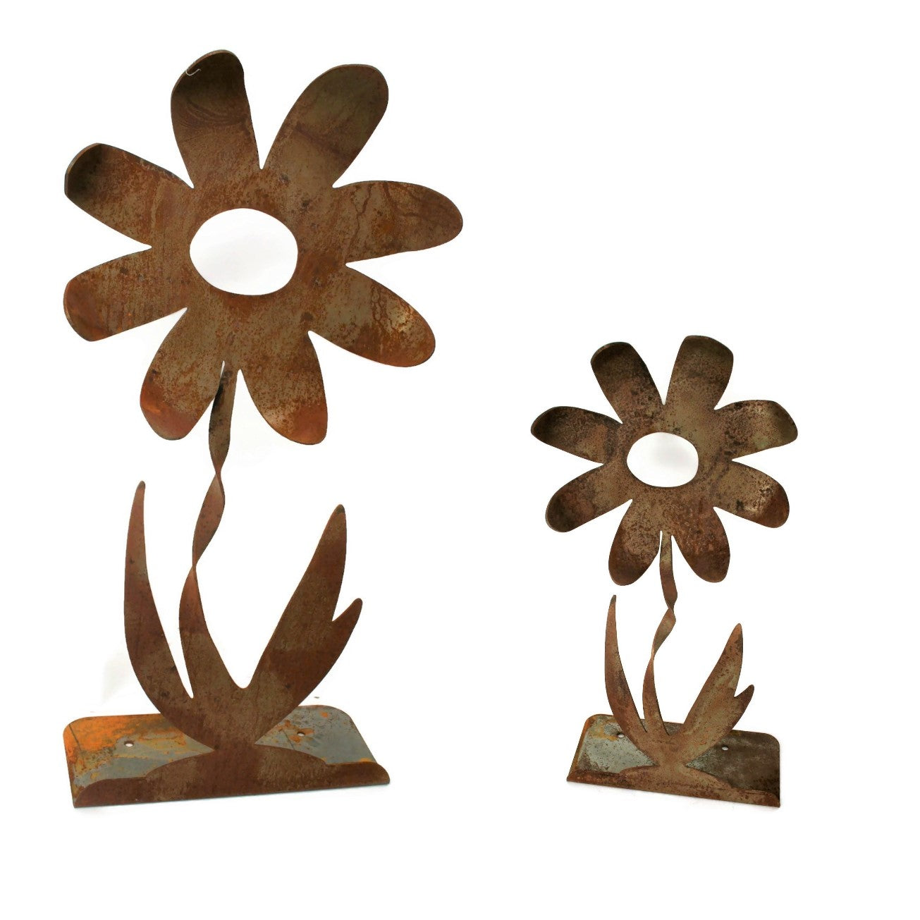 Metal Daisy Flower Giant Rustic Stake 24 to 36 Inches Tall