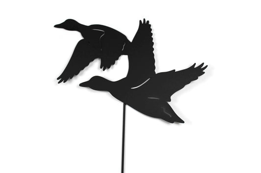Flying Pair of Ducks Metal Garden Stake 32 Inches Tall