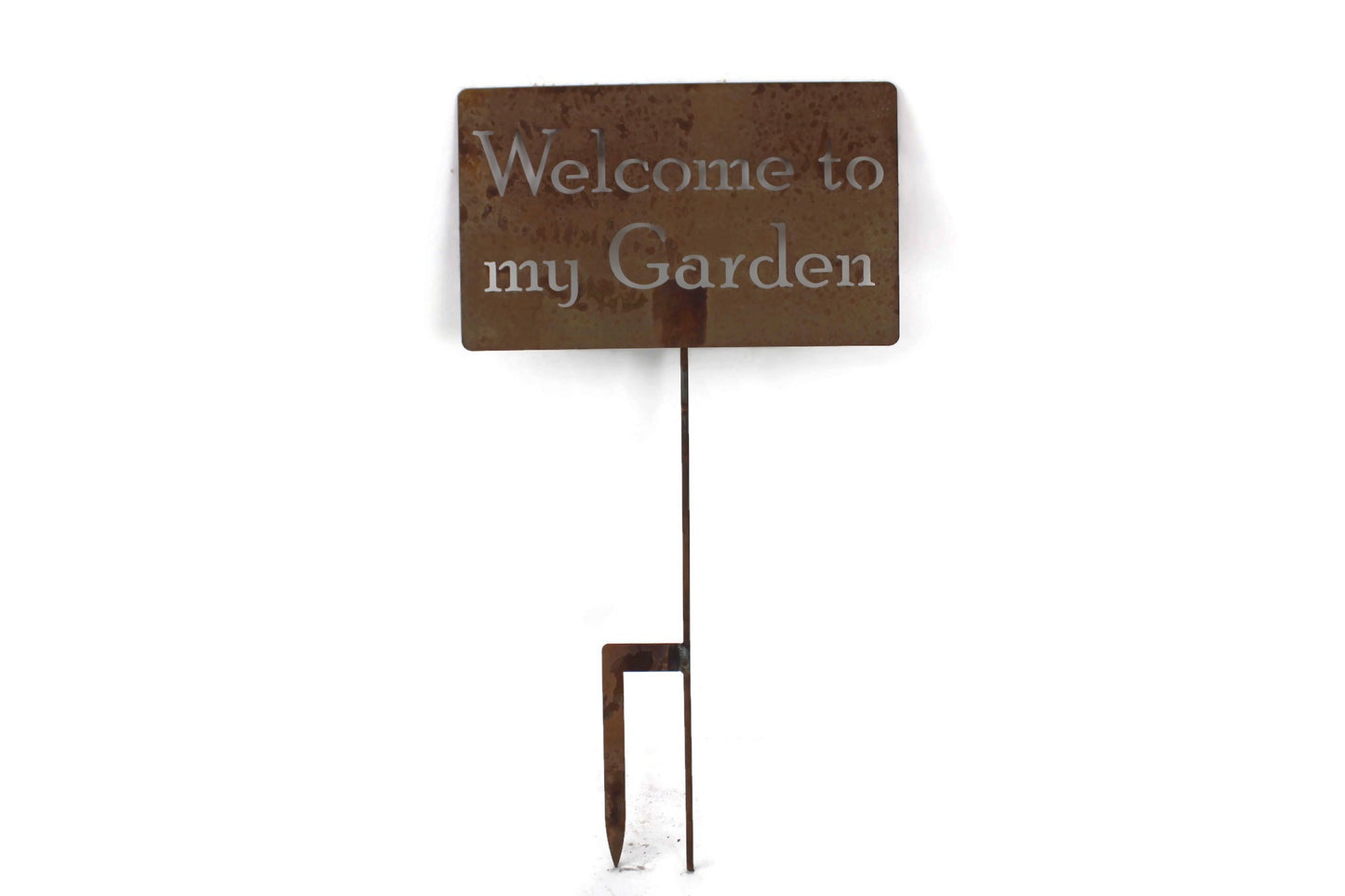 Welcome to my Garden large rusty garden stake sign