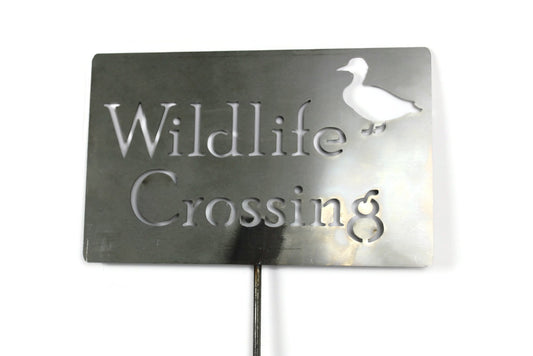 Wildlife Crossing Metal Duck Yard Stake Sign 23 to 48 Inches Tall