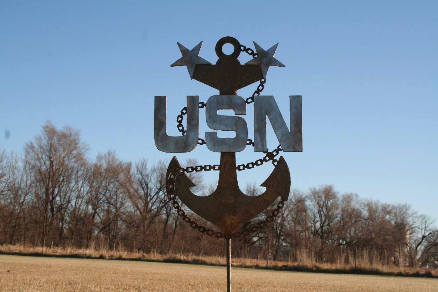 US NAVY Chief Petty Officer Fouled Anchor Rustic Metal Wall or Yard Sign 19 Inches Tall - Officially Licensed Seller