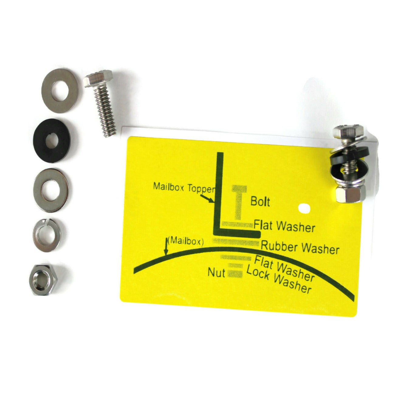 Mailbox topper installation instructions with included hardware.