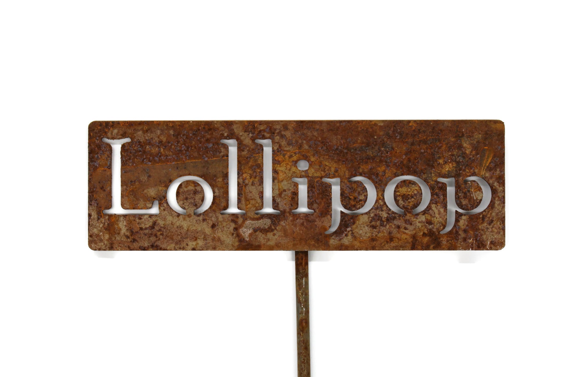 Lollipop rusted garden marker stake