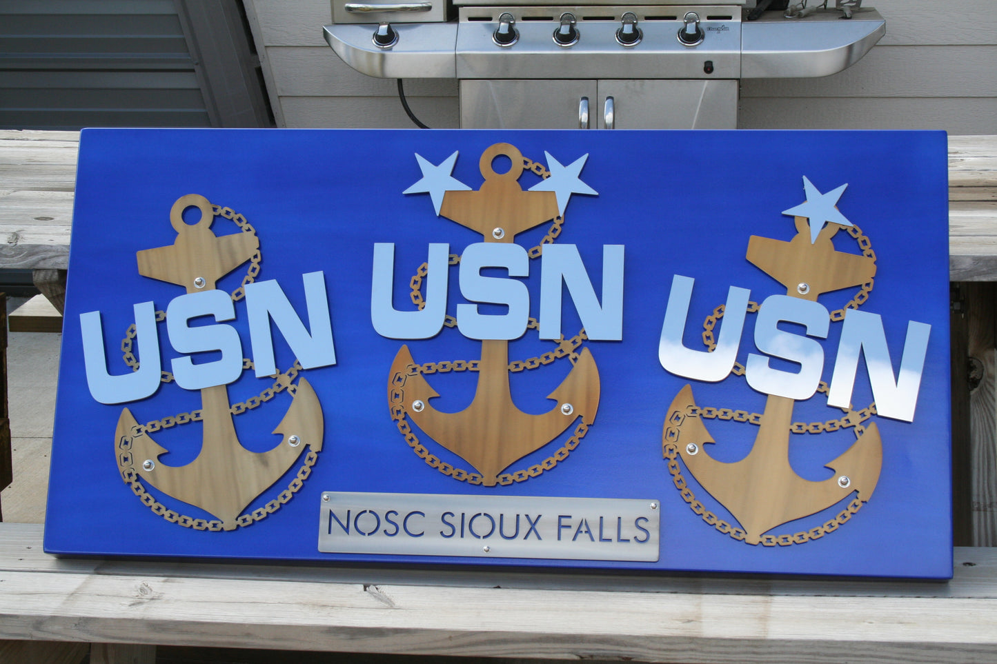 US NAVY Chief Petty Officer Stainless Steel Fouled Anchor Personalized Sign 23 Inches Tall - Officially Licensed Seller