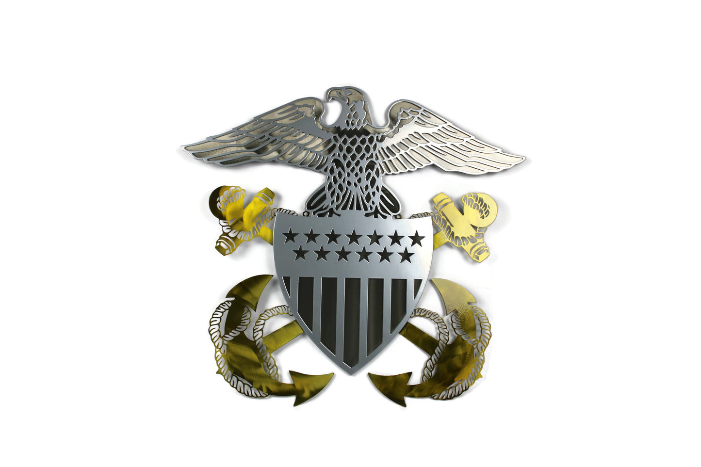 US NAVY Officer's Crest Stainless Steel Wall Art 19 to 30 Inches Tall - Officially Licensed Seller