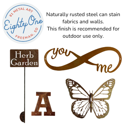 Metal Garden Signs and Hangers -- Clearance Items 8 to 13 Inches Wide
