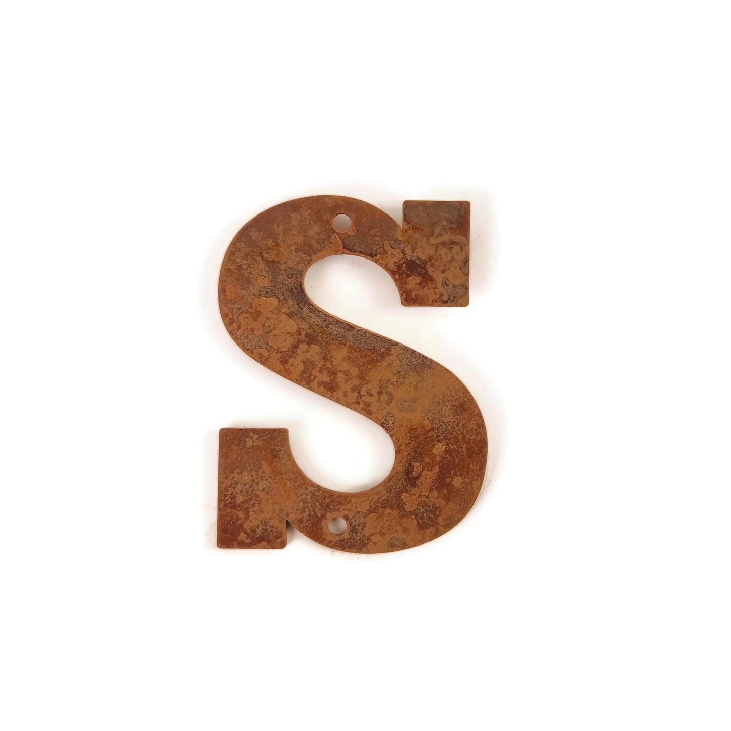 Metal Letters and Numbers Blocky Square Font 4" Tall Raw & Rust