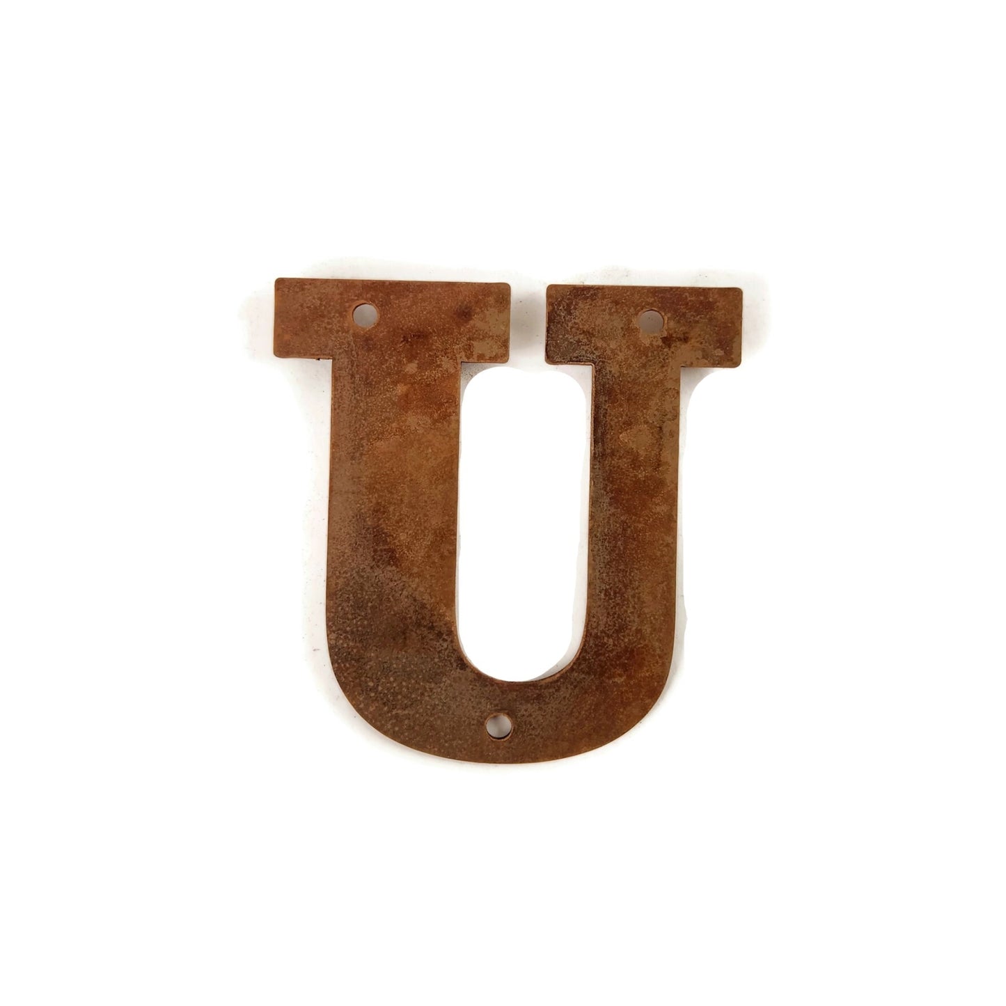 Metal Letters and Numbers Blocky Square Font 4" Tall Raw & Rust