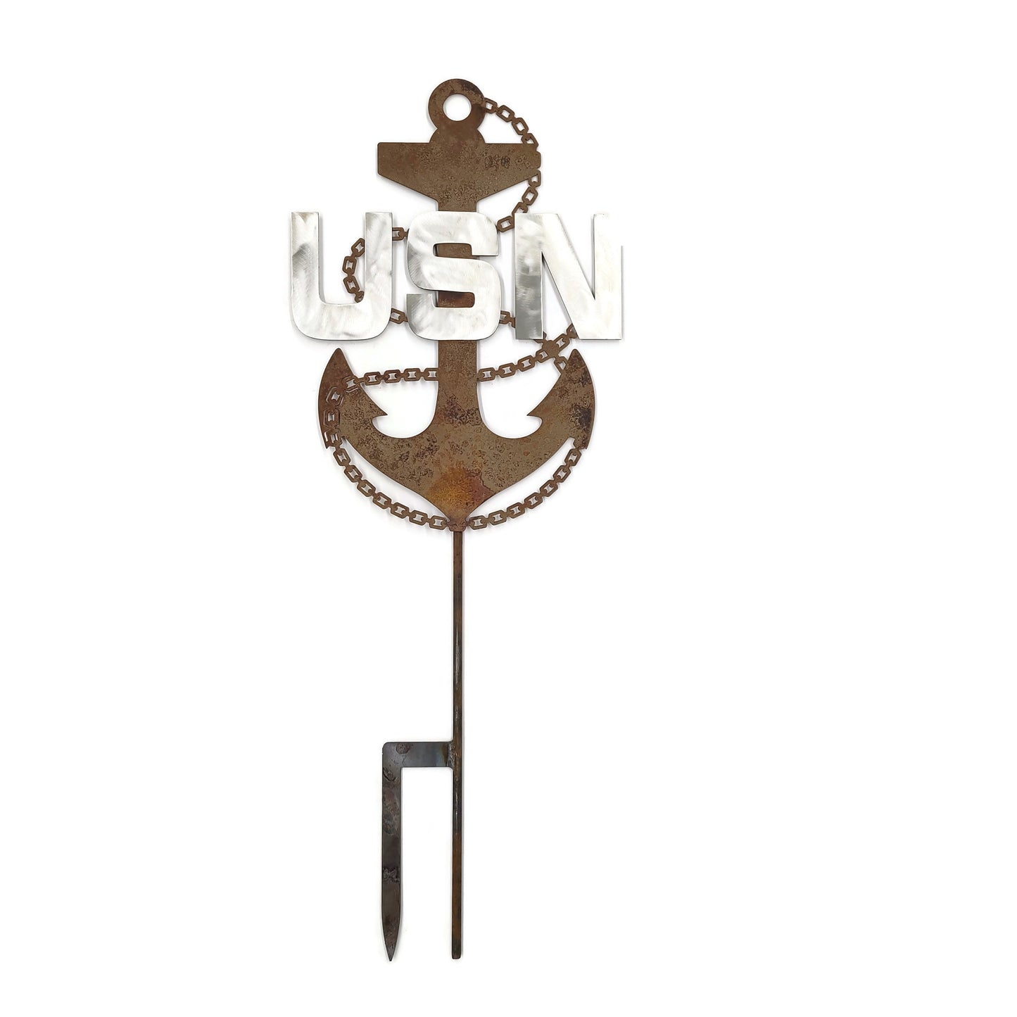 US NAVY Chief Petty Officer Fouled Anchor Rustic Metal Wall or Yard Sign 19 Inches Tall - Officially Licensed Seller