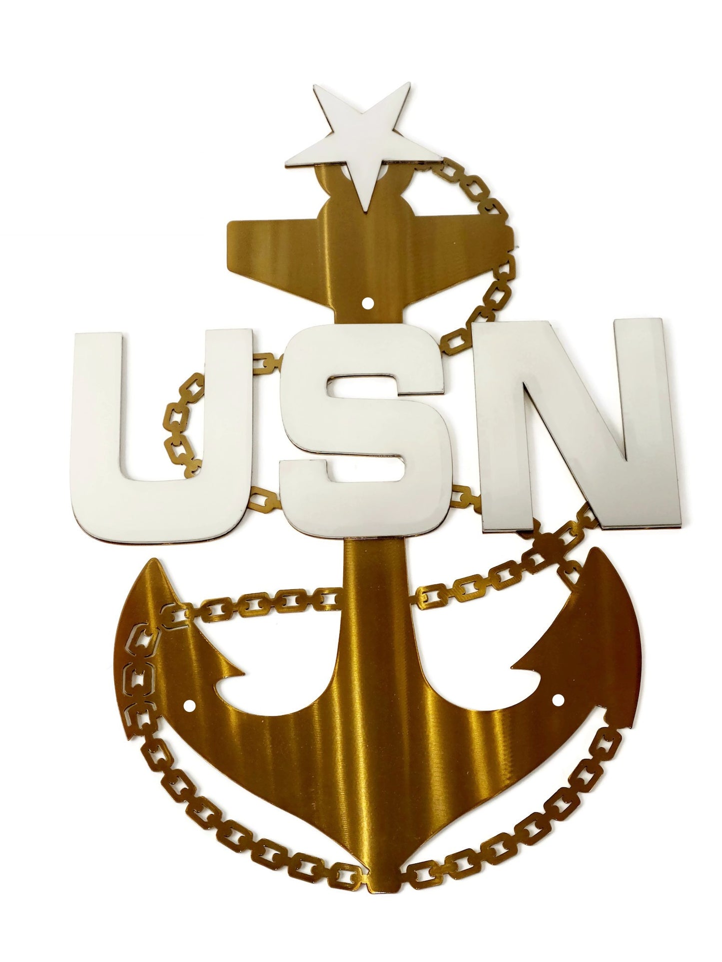 US NAVY Chief Petty Officer Stainless Steel Fouled Anchor Wall Art 19 Inches Tall - Officially Licensed Seller