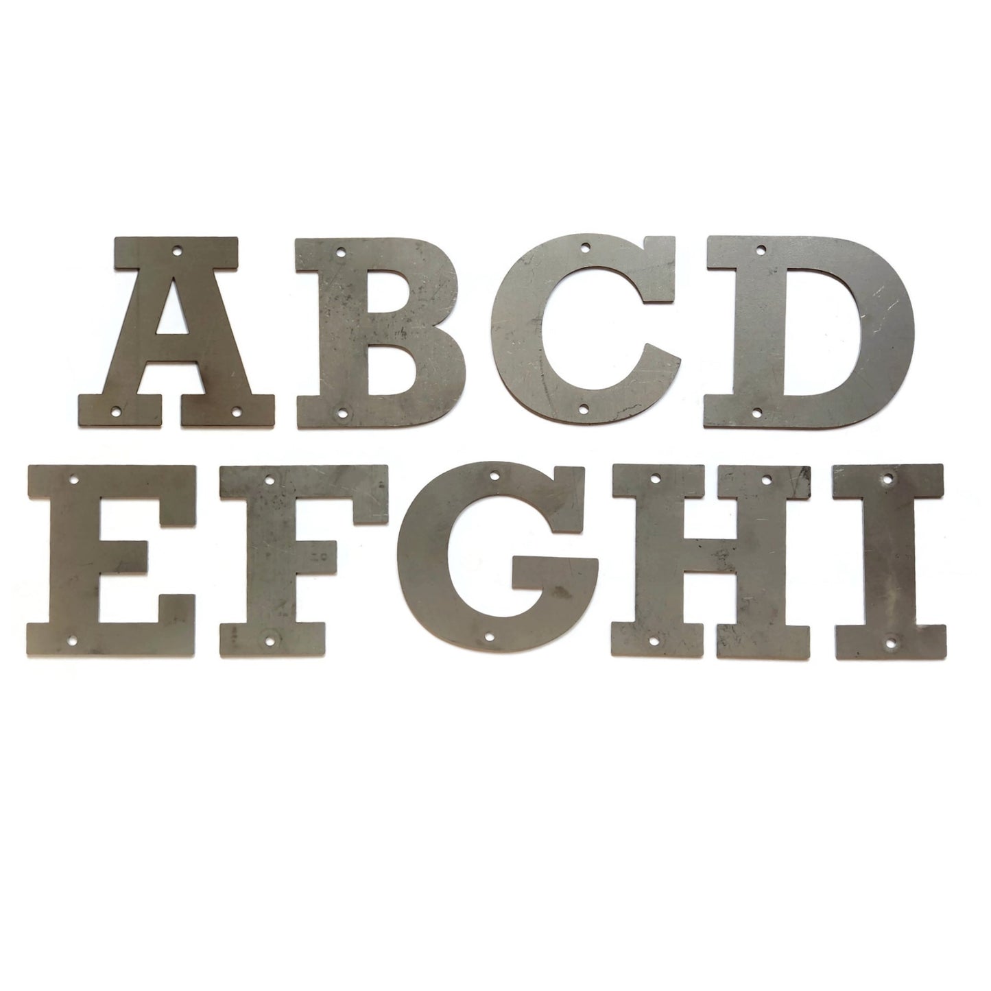 Metal Letters and Numbers Blocky Square Font 4" Tall Raw & Rust