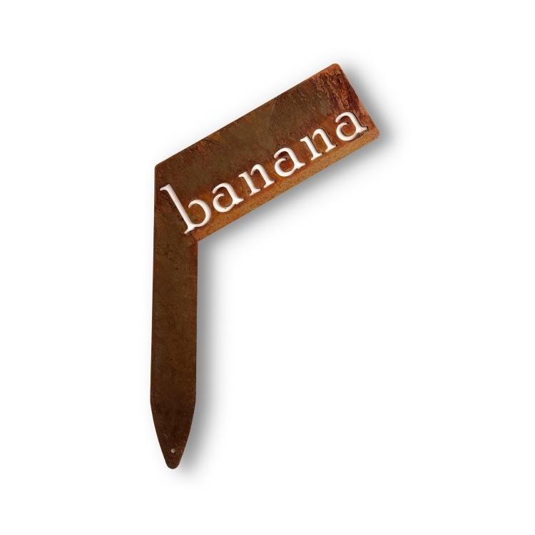 banana rusty planter size garden marker