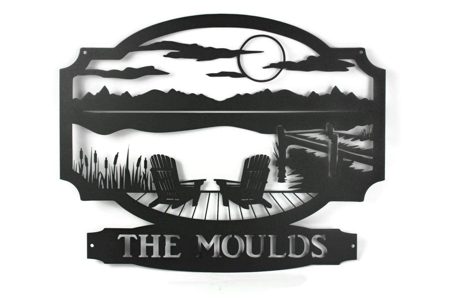 Lake Cabin Camping Family Name Metal Sign 18 to 24 Inches Wide