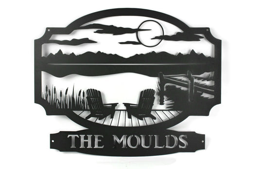 Lake Cabin Camping Family Name Metal Sign 18 to 24 Inches Wide
