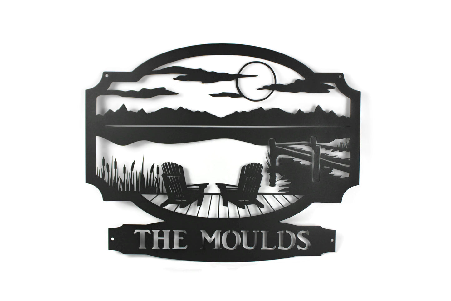 Lake Cabin Camping Family Name Metal Sign 18 to 24 Inches Wide