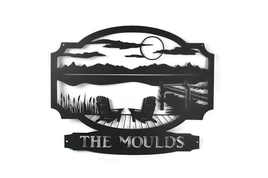 Lake Cabin Camping Family Name Metal Sign 18 to 24 Inches Wide