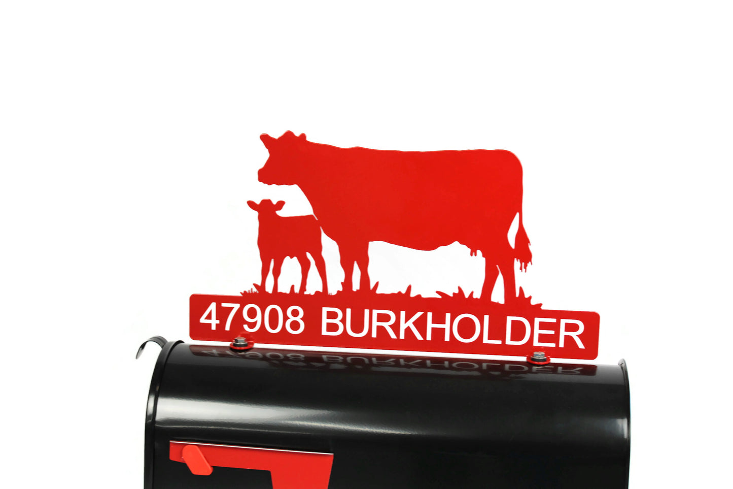 Cow and Calf Pair 2 Custom Metal Mailbox Topper for Farm and Ranch 17 Inches Wide - Does Not Include a Mailbox