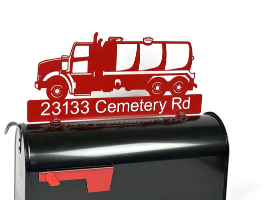 Pump Truck Custom Metal Mailbox Topper 8 Inches Tall - Does Not Include a Mailbox