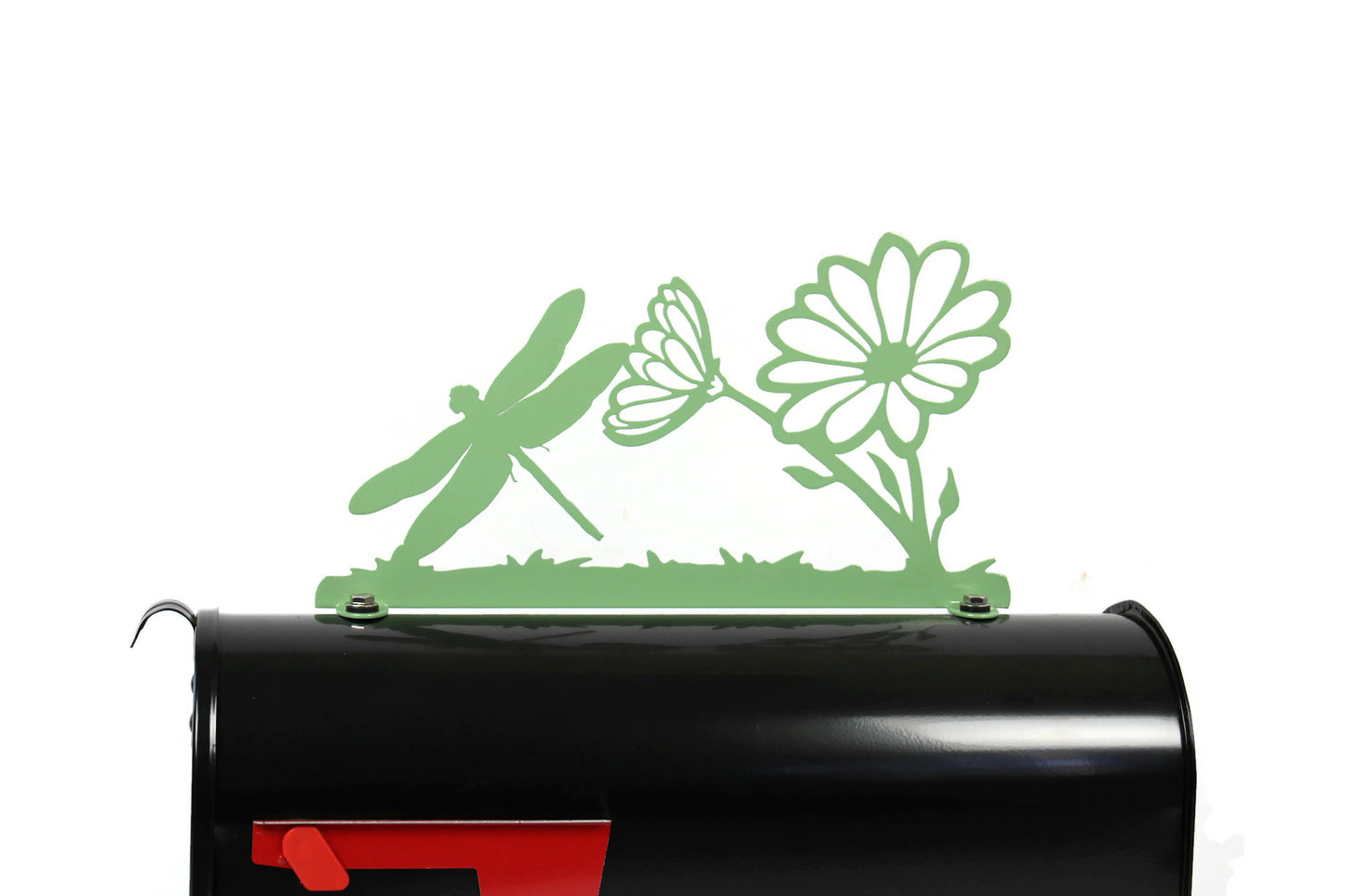 Dragonfly and Flower Metal Mailbox Topper 7.5 Inches Tall - Does Not Include a Mailbox