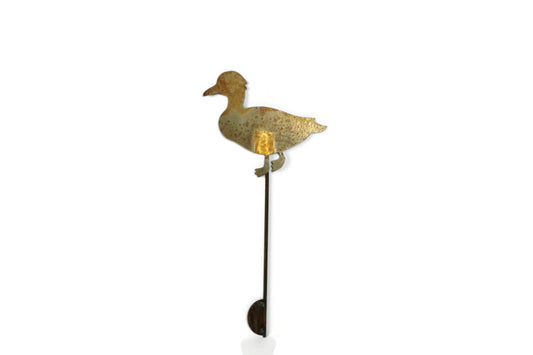 Metal duck sign stake in naturally rusted finish
