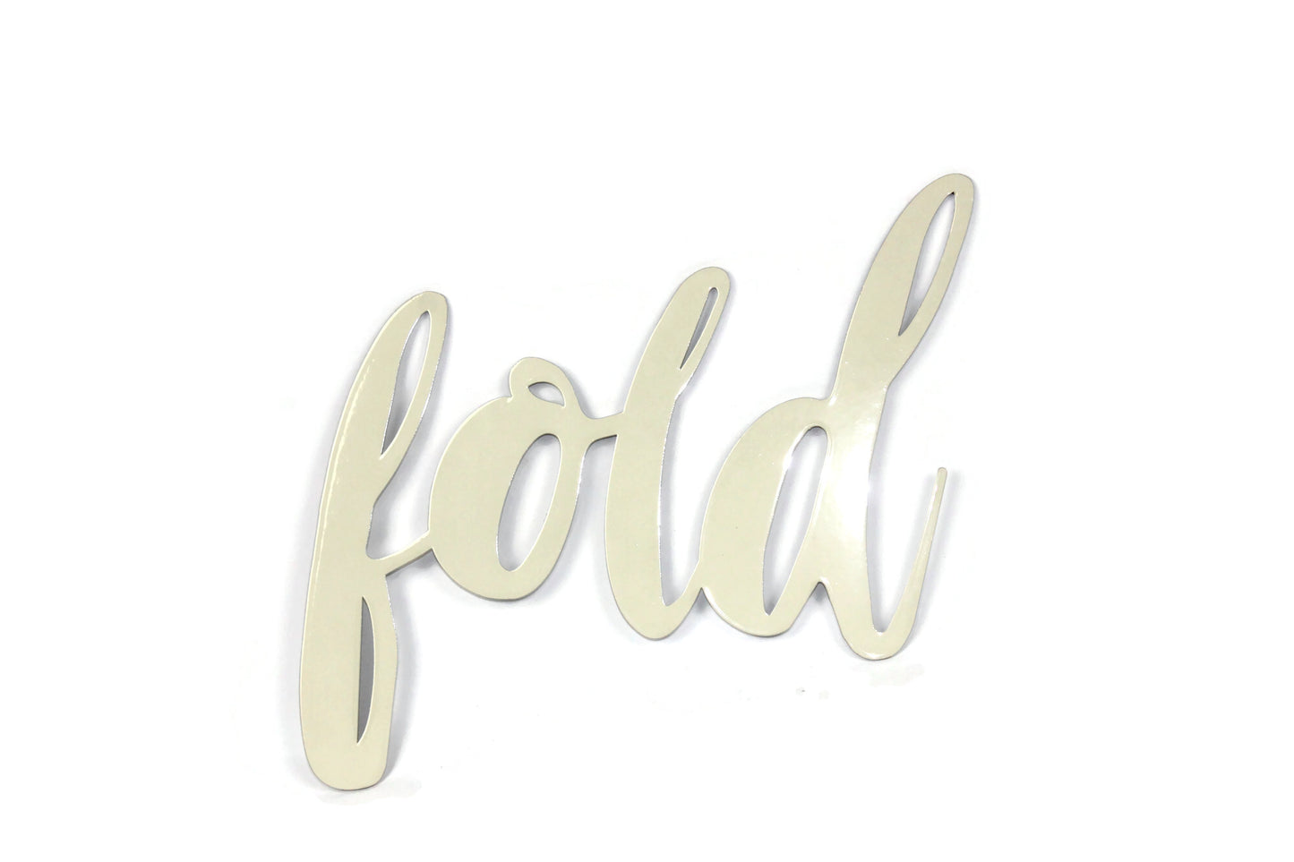 fold Metal Script Word Sign 7.25 to 11.75 Inches Wide